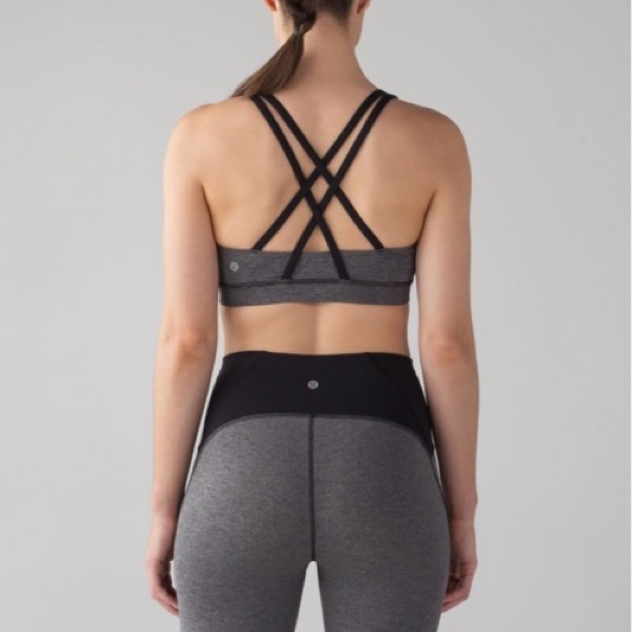 Lululemon Energy Bra Heathered Black/Black 6 - Picture 1 of 6